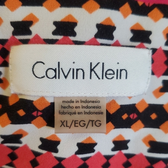 Calvin klein Sleeveless Pleated Blouse Striped Top XL Black White - Picture 6 of 9